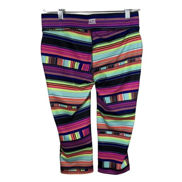 Fila XS Running Cropped Leggings Multicolor Activewear Gym Workout Pants - Picture 2 of 6